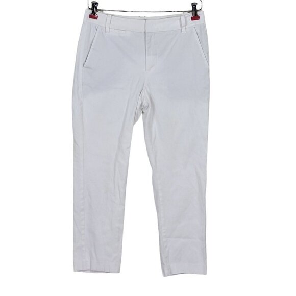 Vince Capri Crop Pants Size 6 29X25 White Cotton Linen Blend Pockets Zip Front - Picture 1 of 14